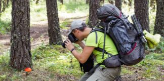 Jaki aparat oraz obiektywy warto wybrać do makro fotografii? Mężczyzna w lesie robi zdjęcia przyrody