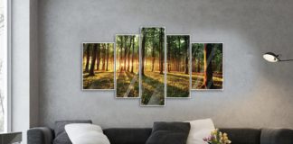 Jak wzór obrazu wybrać do swojego wnętrza? obraz z kilku elementów salon