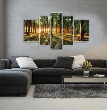 Jak wzór obrazu wybrać do swojego wnętrza? obraz z kilku elementów salon