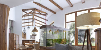 Pierwsze akwarium – co warto wiedzieć? nowoczene akwarium w pieknym wnętrzu